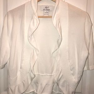 Women’s White Ruffle Shrug/Sweater